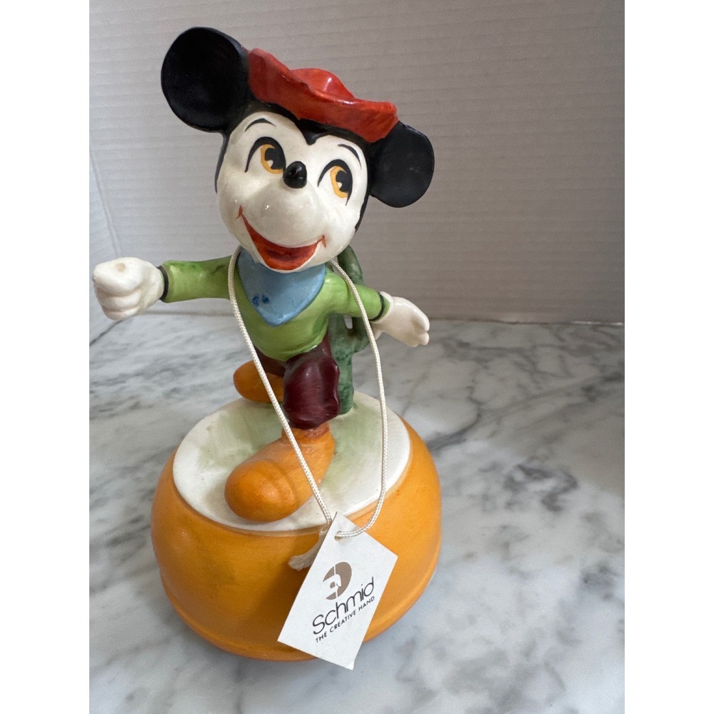 Vintage Schmid Disney Mickey Mouse Music Box Mickey Mouse Club March Japan 7in